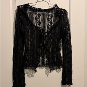 Y2K Black Lace Long Sleeve Top